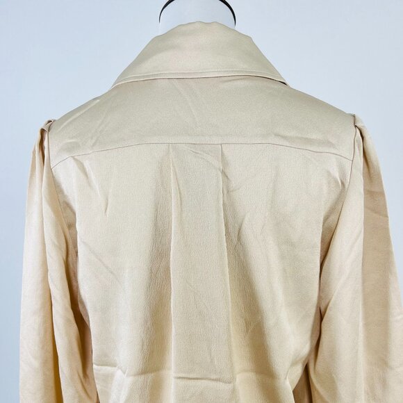 NWOT SEE BY CHLOÉ Tie-Neck Twill Blouse Khaki Size 36/4 Long Sleeves Ruffles - Picture 8 of 13